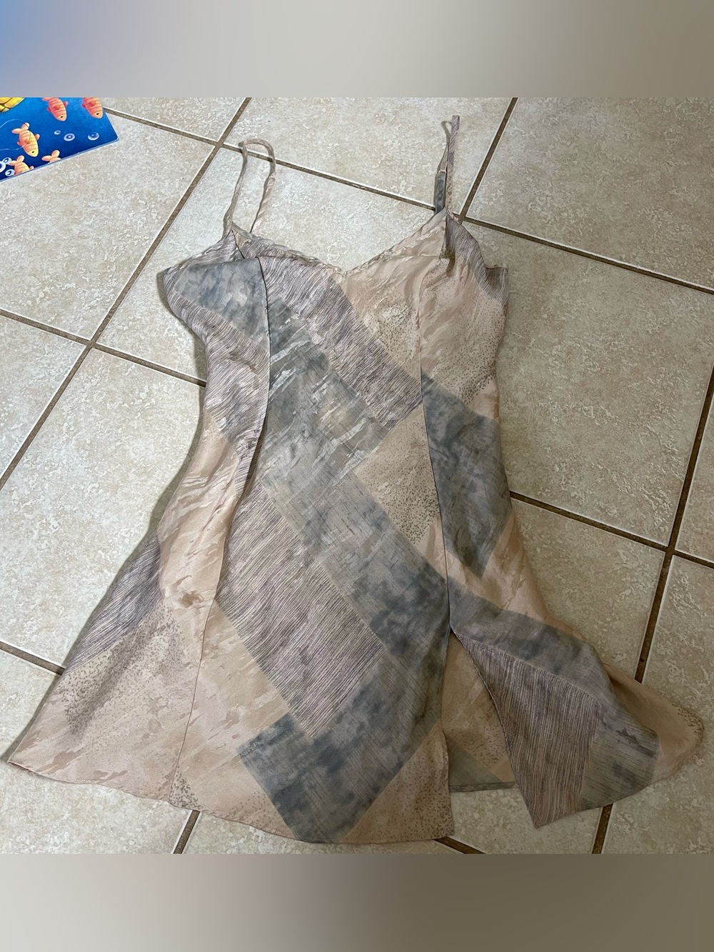 Y2K Victoria’s Secret Silk Neutral Patchwork VTG Short Chemise Slip Dress XS